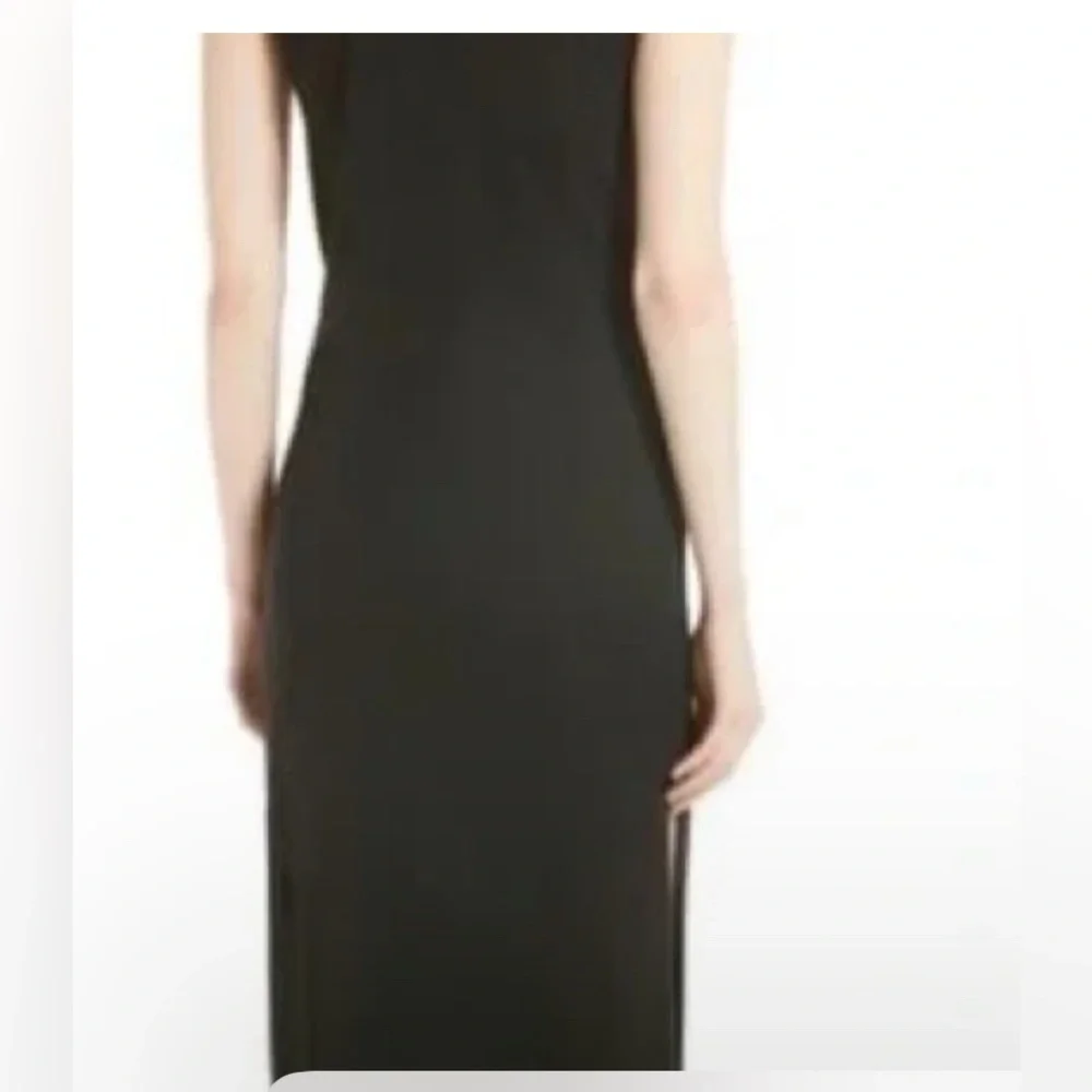 Theory Dorotea knit   side tie column tank dress sz S black midi